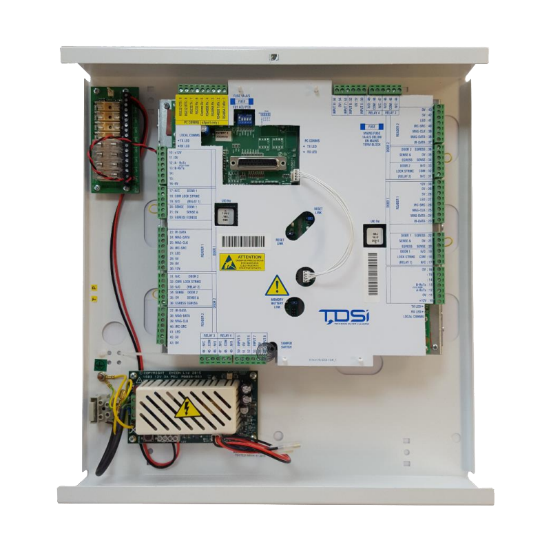 Unidad Maestra de 2 Puertas TDSI® EXpert2® IP con Fuente de Alimentación//2 Reader Master Door Control Panel TDSI® EXpert2® IP with Power Supply Unit