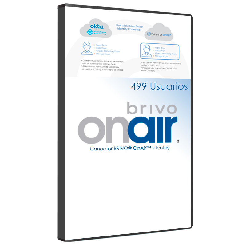 Conector BRIVO® OnAir™ Identity hasta 499 Usuarios (Cuota Mensual)//BRIVO® OnAir™ Identity Connector up to 499 Users (Monthly Fee)