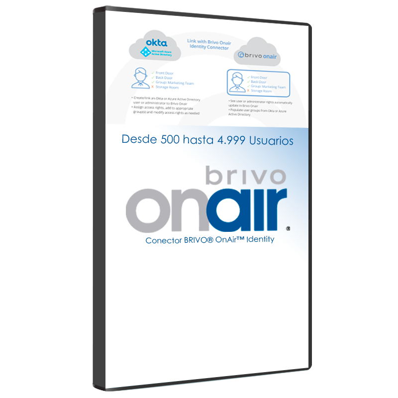 Conector BRIVO® OnAir™ Identity desde 500 hasta 4.999 Usuarios (Cuota Mensual)//BRIVO® OnAir™ Identity Connector from 500 to 4,999 Users (Monthly Fee)