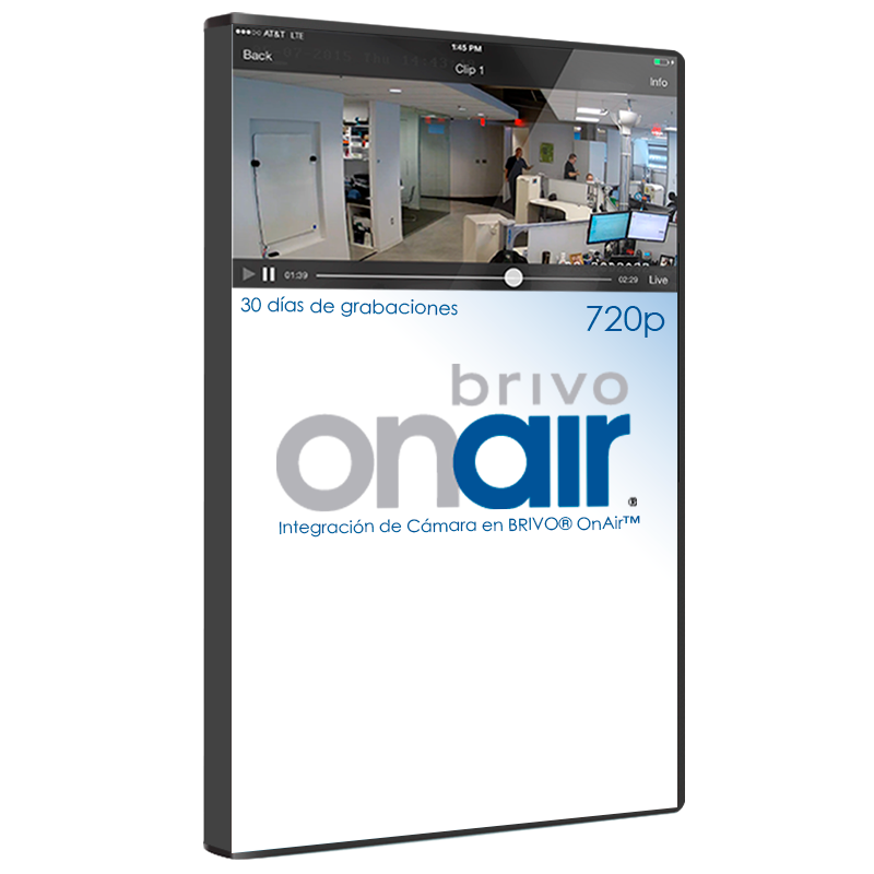 Integración de Cámara en BRIVO® OnAir™ a 720P con 30 Días de Grabaciones (Cuota Mensual)//Camera Integration in BRIVO® OnAir™ at 720P with 30 Days of Recordings (Monthly Fee)