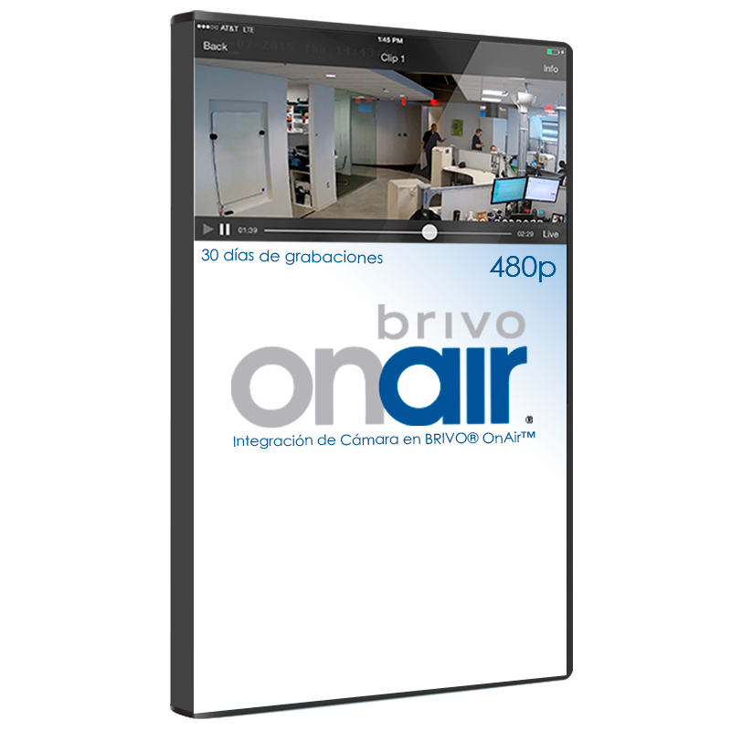 Integración de Cámara en BRIVO® OnAir™ a 480P con 30 Días de Grabaciones (Cuota Mensual)//Camera Integration in BRIVO® OnAir™ at 480P with 30 Days of Recordings (Monthly Fee)