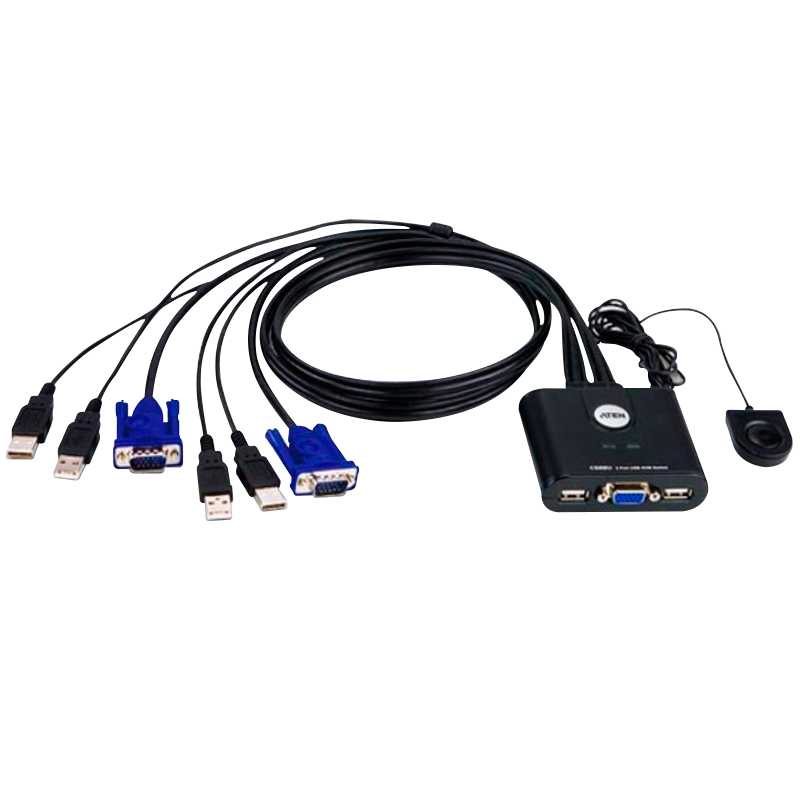 Conmutador KVM ATEN™ con Cable VGA USB de 2 Puertos//2-Port USB VGA Cable KVM ATEN™ Switch