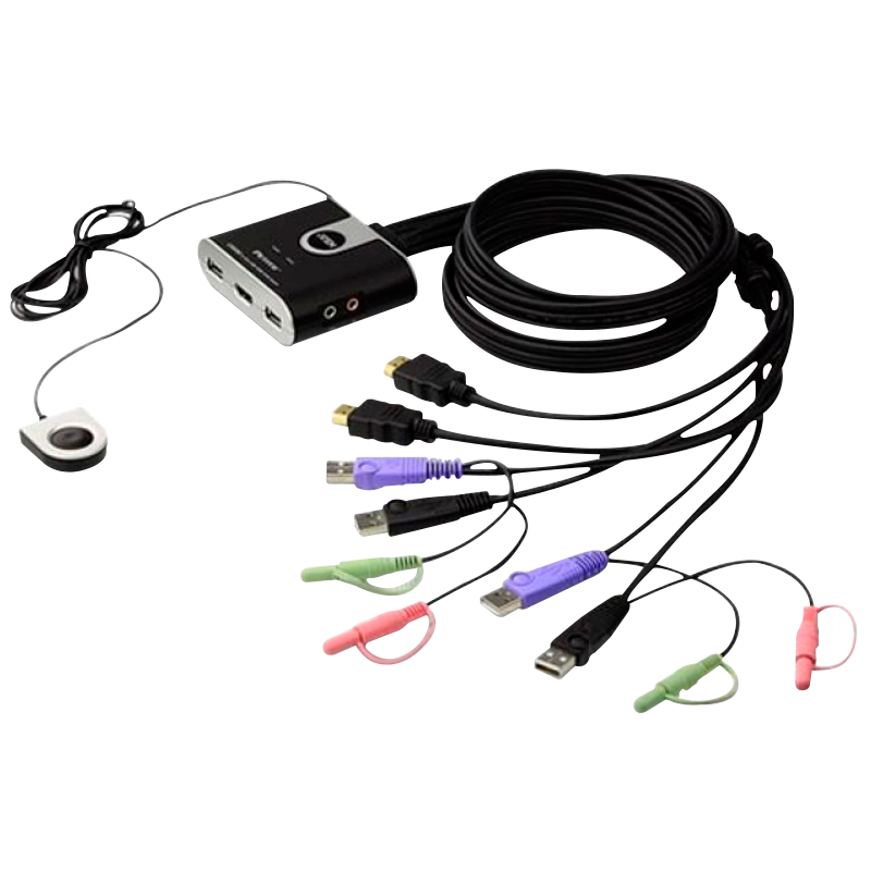 Conmutador KVM ATEN™ USB HDMI/Audio de 2 Puertos con Cable//2-Port USB HDMI/Audio Cable KVM ATEN™ Switch