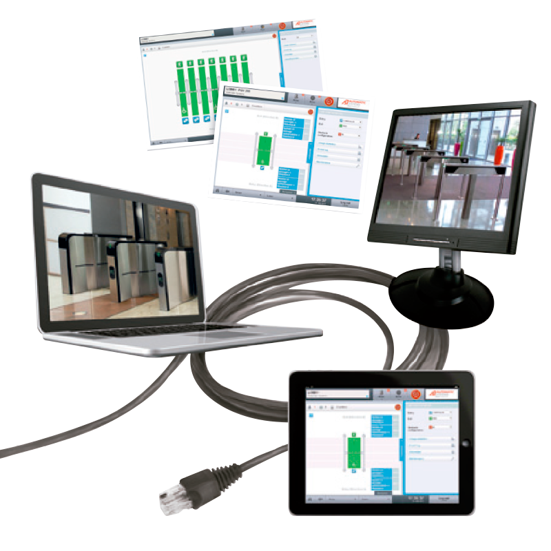 Kit de Conexión a Tornos AUTOMATIC SYSTEMS® Smart n’ Slim (Hasta 15 Pasillos)//AUTOMATIC SYSTEMS® Smart n’ Slim Wired Connexion Kit (Up to 15 Corridors)