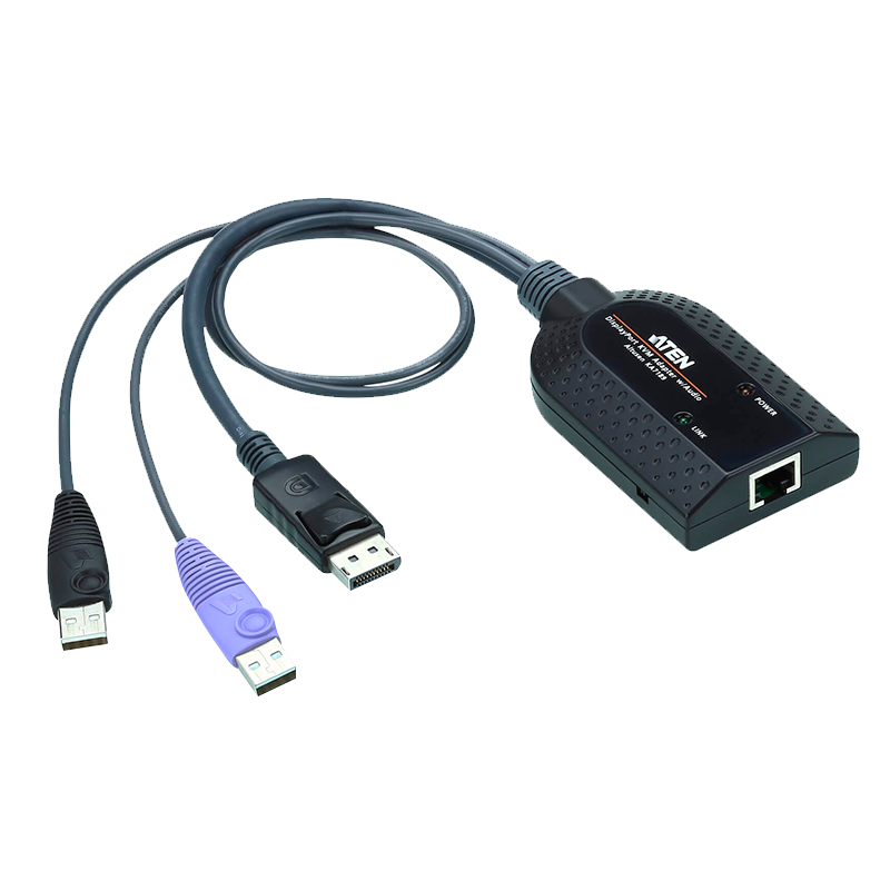 Adaptador KVM DisplayPort USB Compatible Smart Card con Virtual Media y desembebedor de Audio ATEN™ KA7189//ATEN™ KA7189 USB DisplayPort Virtual Media KVM Adapter (Support Smart Card Reader and Audio De-Embedder)