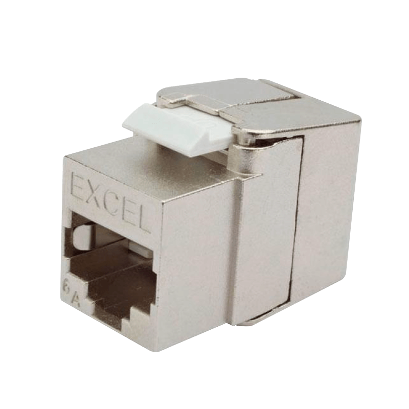 Módulo EXCEL® Keystone Toolless (sin Herramienta) Categoría 6A de Perfil Bajo Apantallado//EXCEL® Keystone Toolless Module Category 6A Low Profile Screened
