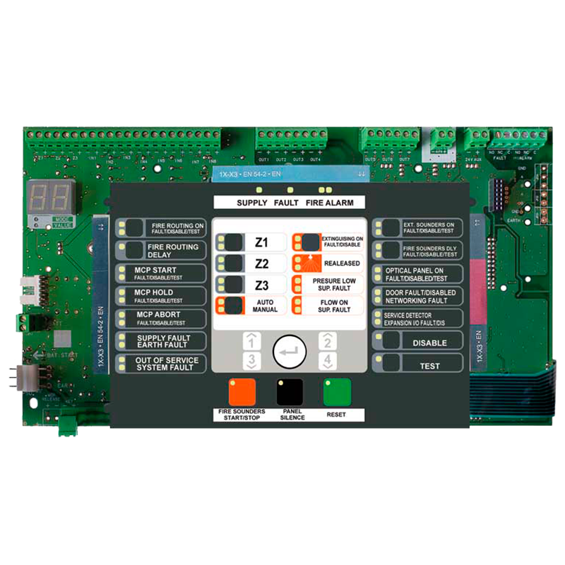 Central de Incendio (Detección y Extinción) Convencional UTC™ Aritech™ - 2+1 Zonas (Sólo Placa)//UTC™ Aritech™ Conventional Fire Panel (Detection & Extinguishing) - 2+1 Zones (Board Only)