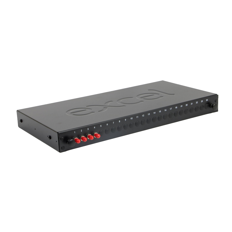 Panel de Fibra Óptica Multi-Modo EXCEL® de 24 Bahías con 4 Adaptadores ST Simplex (4 Fibras)//EXCEL® 24 Way Singlemode Fibre Optic Panel - 4 ST Simplex (4 Fibres) Adap.