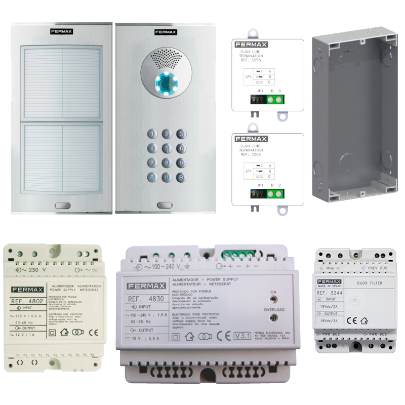Kit FERMAX® DIRECT CITY™ Color DUOX™ (Placa CITY™ y Directorio)//FERMAX® DIRECT CITY™ Color DUOX™ Kit (CITY™ Entry Panel and Directory)
