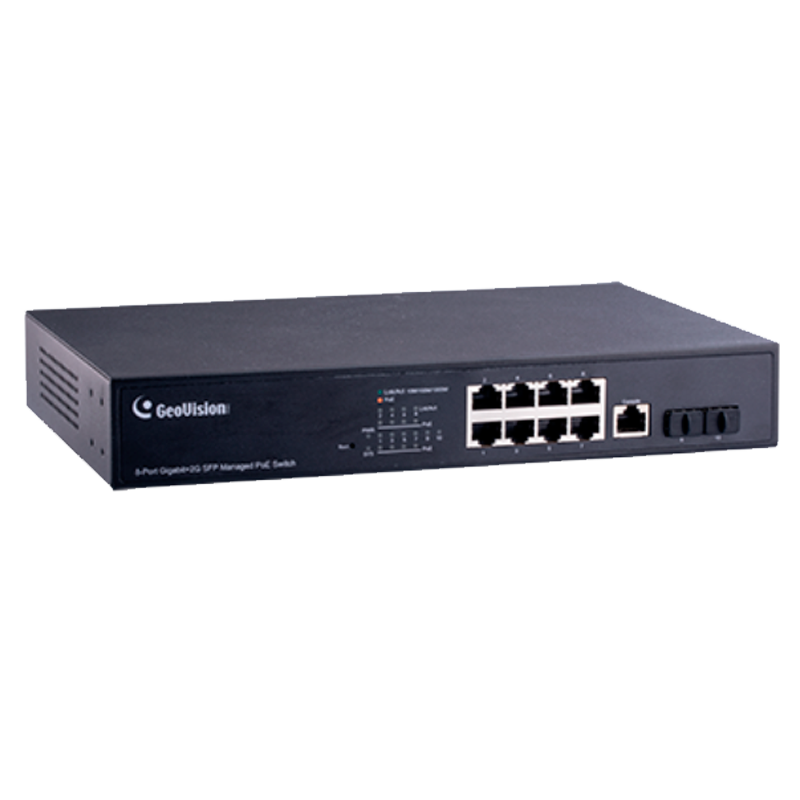 Switch Gigabit Gestionable PoE+ GEOVISION™ GV-APOE0811 de 8 Puertos PoE+ (+2SFP) - 140W//Manageable Gigabit PoE+ GEOVISION™ GV-APOE0811 8-Port PoE+ (+ 2SFP) Switch - 140W