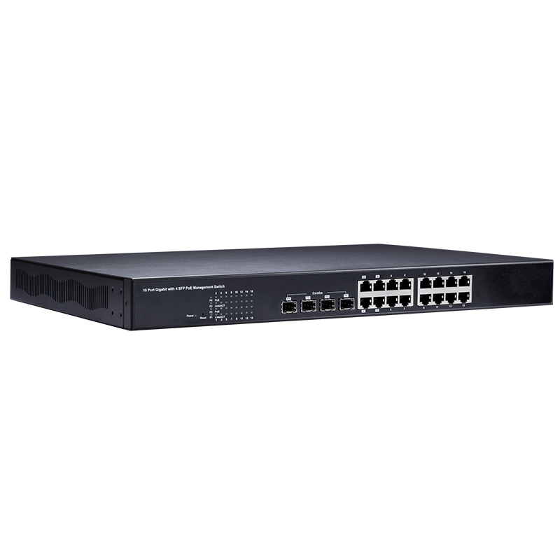 Switch Gigabit Gestionable PoE+ GEOVISION™ GV-POE1611 de 16 Puertos PoE+ (+4SFP) - 250W//Manageable Gigabit PoE+ GEOVISION™ GV-POE1611 16-Port PoE+ (+ 4SFP) Switch - 250W