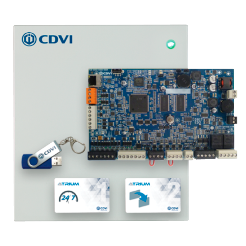 Interfaz/Controlador CDVI® Atrium™ A22 Krypto (PoE+) - 2 Puertas / 4 Lectores//CDVI® Atrium™ A22 Krypto Interface/Controller - 2 Doors / 4 Readers (PoE+)