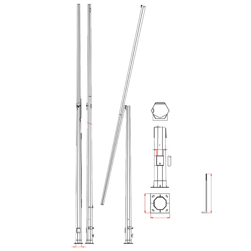 Báculo AP11 Abatible para Cámara CCTV - 3 m//AP11 Folding Post for CCTV Camera - 3 m