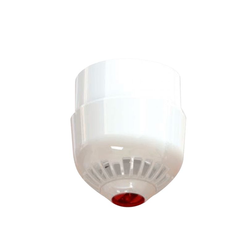 Sirena Multi-Tiono UTC™ Aritech™ Blanca con Flash (Techo) de Base Alta para Tubo Visto - Exterior//UTC™ Aritech™ 2000 Series Ceiling Mount Sounder/VAD, Multi-Tone, Deep Base, RED Flash