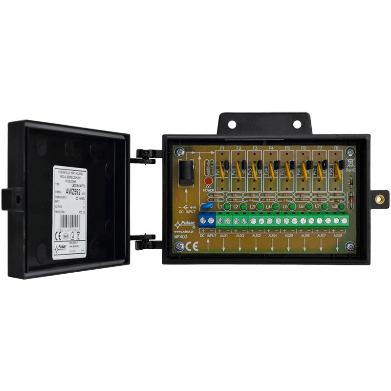 Módulo de Distribución y Fusibles en ABS PULSAR® LBC8/8x1A/PTC//PULSAR® LBC8/8x1A/PTC Distribution Module and Fuses in ABS