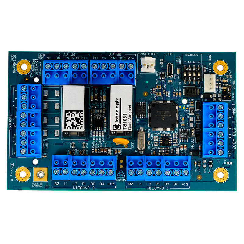Interface Wiegand 2 Puertas con 2 Relés y 4 Entradas para la Gama CDC4 de UTC™ (Sólo Placa)//2-Door Wiegand interface with 2 Relays and 4 Inputs for UTC™ CDC4 Range (Board Only)
