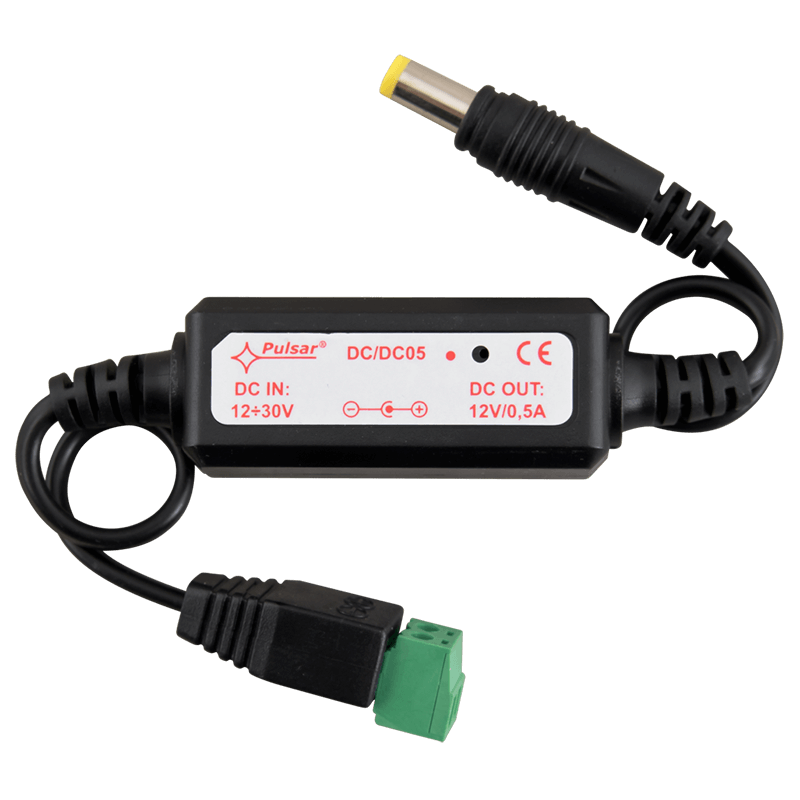 Conversor/Reductor de Alimentación PULSAR® DC/DC 0.5Amp (12VDC) con Salida Tipo Jack//PULSAR® DC/DC 0.5Amp (12VDC) Power Converter/Reducer (Jack Output)