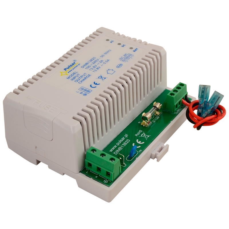 Fuente de Alimentación PULSAR® DINB 13,8V/2Amp con Respaldo para Carril DIN//PULSAR® DINB 13,8V/2Amp Buffer PSU for DIN Rail
