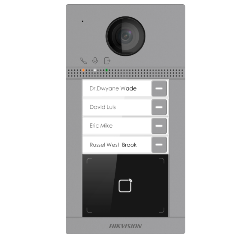Video-Interfono IP HIKVISION™ con 4 Pulsadores y RFID MIFARE™ (WiFi) - Aluminio//HIKVISION™ IP Video Intercom with 4 Push Buttons and MIFARE ™ RFID (WiFi) - Aluminum