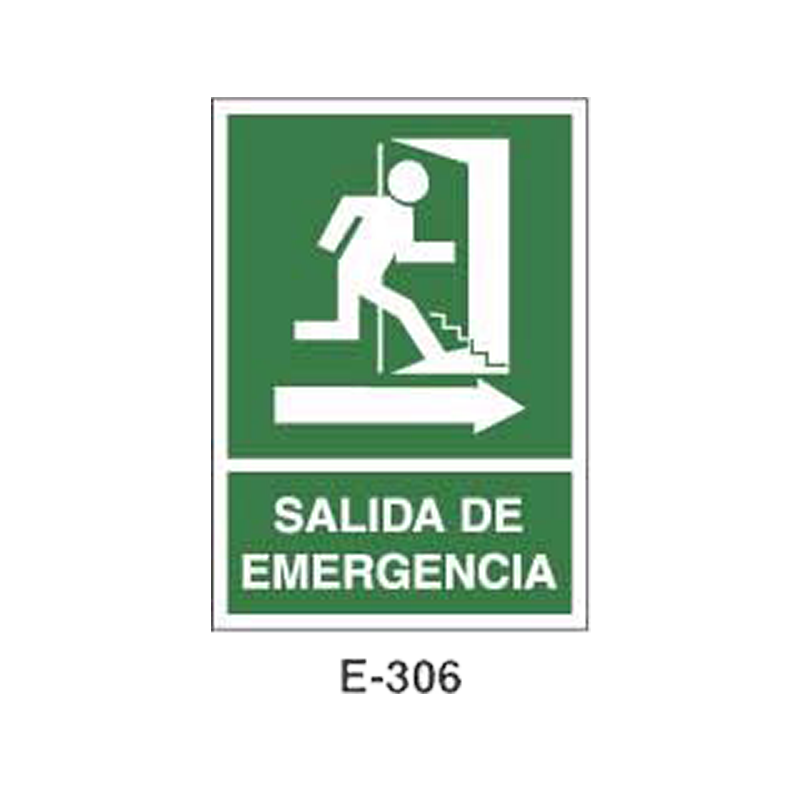 Placa de Emergencia/Evacuación Tipo 1 (Lámina - Clase A)//Emergency/Evacuation Signboard Type 1 (Plastic Sheet - Class A)