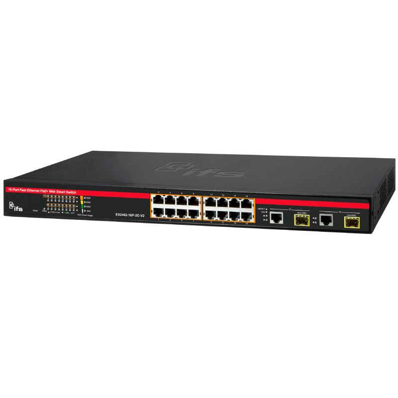 Switch Gestionable PoE+ UTC™ IFS® de 16 Puertos (+2 TP/SFP) Capa 2 - 220W//UTC™ IFS® 16-Ports (+2 TP/SFP) PoE+ Managed Switch L2 - 220W