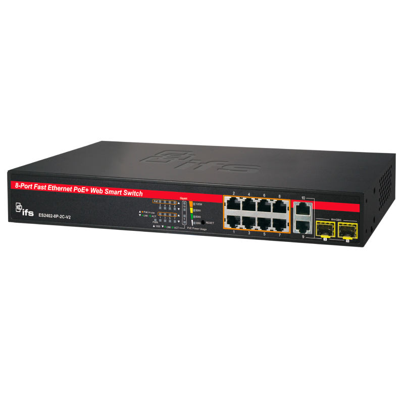 Switch Gestionable PoE+ UTC™ IFS® de 8 Puertos (+2 TP/SFP) Capa 2 - 125W//UTC™ IFS® 8-Ports (+2 TP/SFP) PoE+ Managed Switch L2 - 125W
