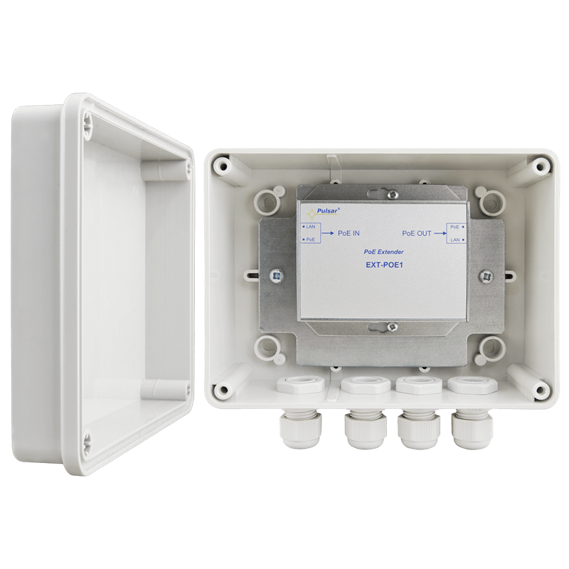 Extensor PoE PULSAR® de 1 Puerto de Salida en Caja Estanca//PULSAR® 1-Port (Out) PoE Extender - Hermetic Enclosure