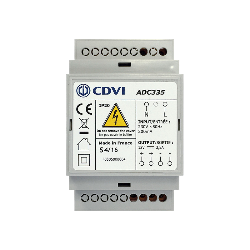 Fuente CDVI® Regulada ADC335 Carril DIN//CDVI® ADC335 DIN Rail ContReeled Power Supply Unit