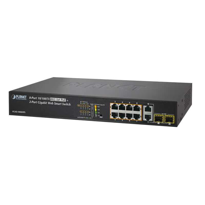 Switch Gestionable PoE+ PLANET™ de 8 Puertos (+2 TP/SFP) Capa 2 - 120W//PLANET™ 8-Ports (+2 TP/SFP) PoE+ Manageable L2 Switch - 120W