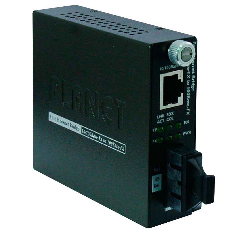 Conversor de Medios Inteligente PLANET™ de 10/100Base-TX a 100Base-FX (SC, Mono-Modo) - 35 km//PLANET™ 10/100Base-TX to 100Base-FX (SC, Single-Mode) Smart Media Converter - 35km