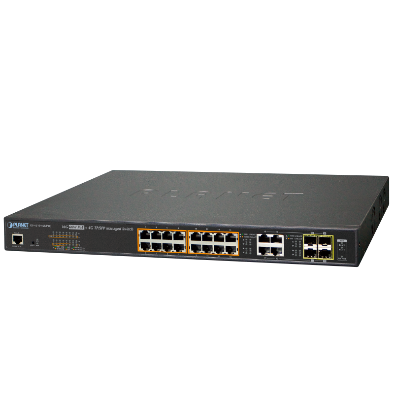 Switch Gigabit Gestionable PoE+ PLANET™ de 16 Puertos Ultra PoE + 4 TP/SFP Combo - L2 (400W)//PLANET™ 16-Port Ultra PoE + 4-Port Gigabit TP/SFP Combo Managed Switch - L2 (400W)