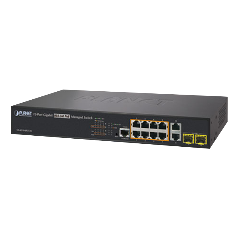 Switch Gigabit Gestionable PoE+ PLANET™ de 8+2 Puertos (+2 SFP) Capa 2 - 240W//PLANET™ 8-Ports (+2 SFP, +2 TP) PoE+ Gigabit Manageable L2 Switch - 240W