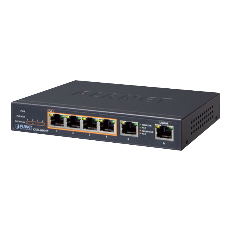 Switch Gigabit PoE+ PLANET™ de 4 Puertos - 55W//Switch Gigabit PoE+ PLANET™ de 4 Puertos - 55W