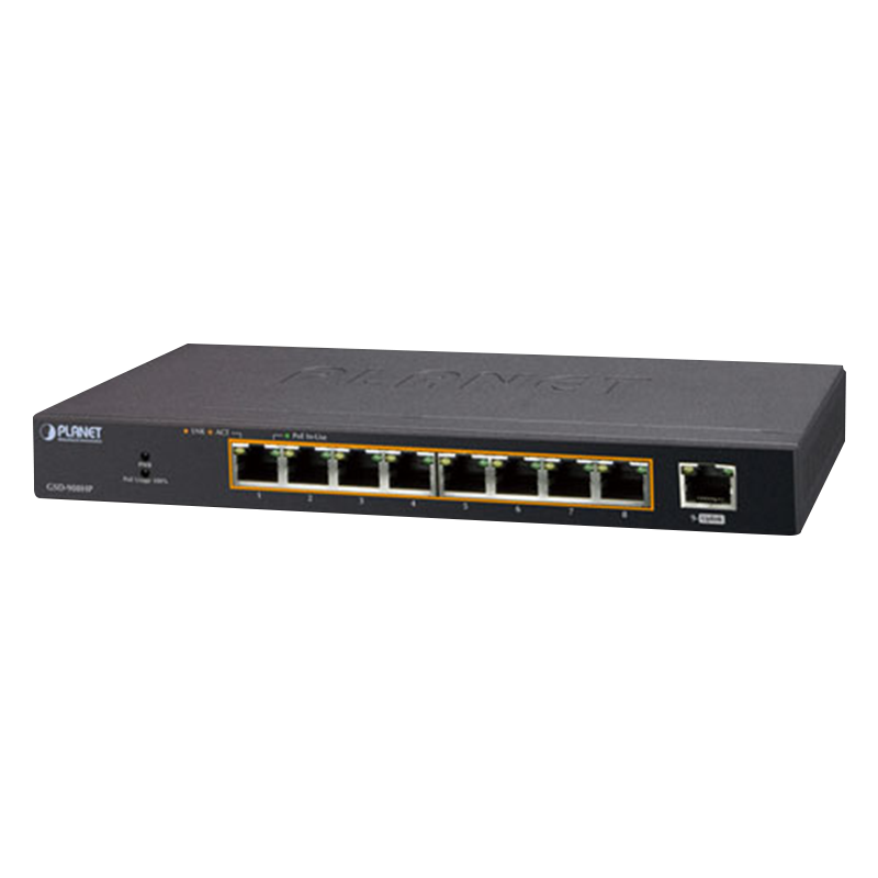 Switch Gigabit PoE+ PLANET™ de 8+1 Puertos - 120W//PLANET™ 8-Port 10/100/1000T 802.3at PoE + 1-Port 10/100/1000T Desktop Switch - 120W