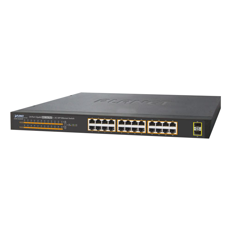Switch Gigabit PoE+ PLANET™ de 24 Puertos (+2 SFP) - 220W//PLANET™ 24-Port 10/100/1000T 802.3at PoE + 2-Port 1000X SFP Gigabit Ethernet Switch - 220W