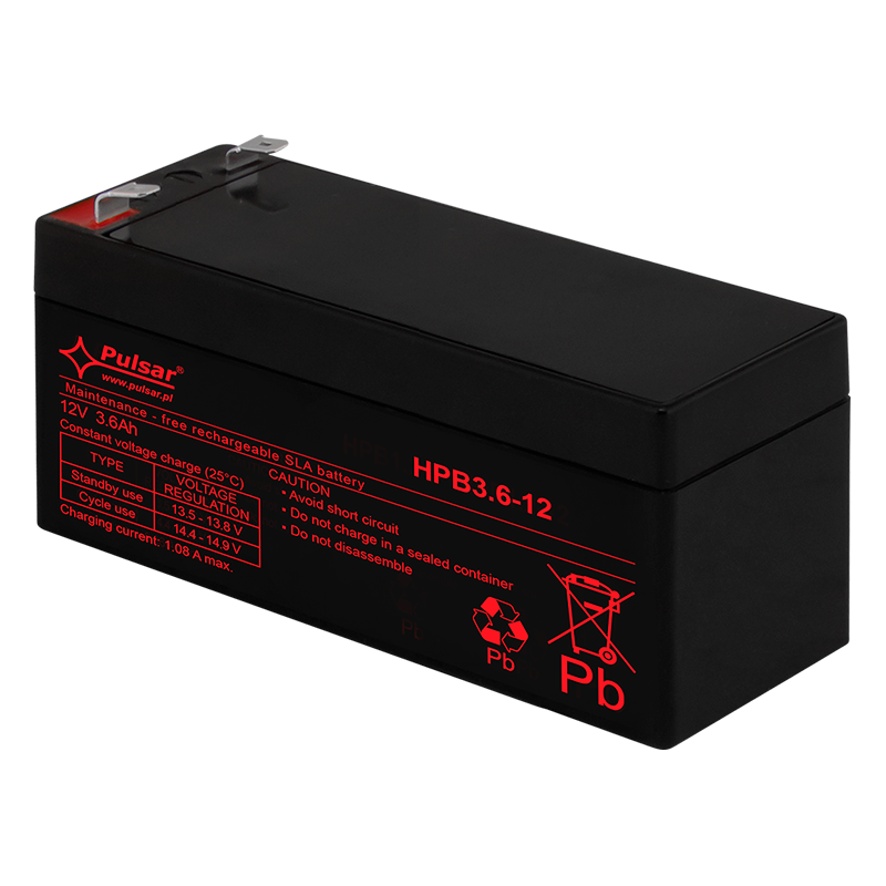 Batería PULSAR® Serie HPB 12VDC 3.6 Ah (Duración 5-8 Años)//PULSAR® HPB Serie 12 VDC/3.6Ah Battery (5-8 Years Lifespan)