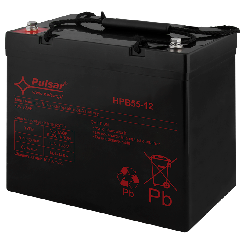 Batería PULSAR® Serie HPB 12VDC 55 Ah (Duración 5-8 Años)//PULSAR® HPB Serie 12 VDC/55Ah Battery (5-8 Years Lifespan)