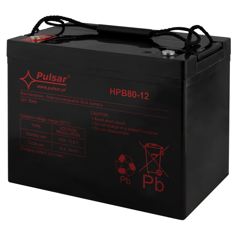 Batería PULSAR® Serie HPB 12VDC 80 Ah (Duración 5-8 Años)//PULSAR® HPB Serie 12 VDC/80Ah Battery (5-8 Years Lifespan)