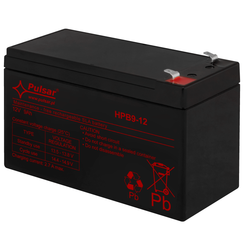 Batería PULSAR® Serie HPB 12VDC 9.0 Ah (Duración 5-8 Años)//PULSAR® HPB Serie HPB 12 VDC/9.0Ah Battery (5-8 Years Lifespan)