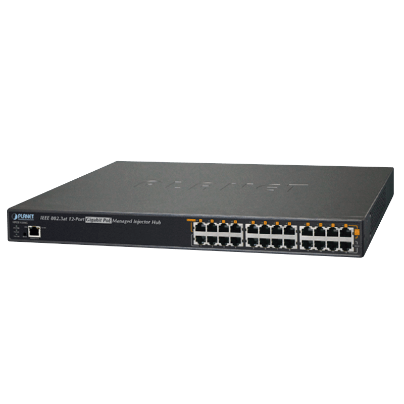 Hub Inyector PoE+ PLANET™ - 12 Puertos (350W)//PLANET™ 12-Port Gigabit IEEE 802.3at PoE+ Managed Injector Hub (350W)