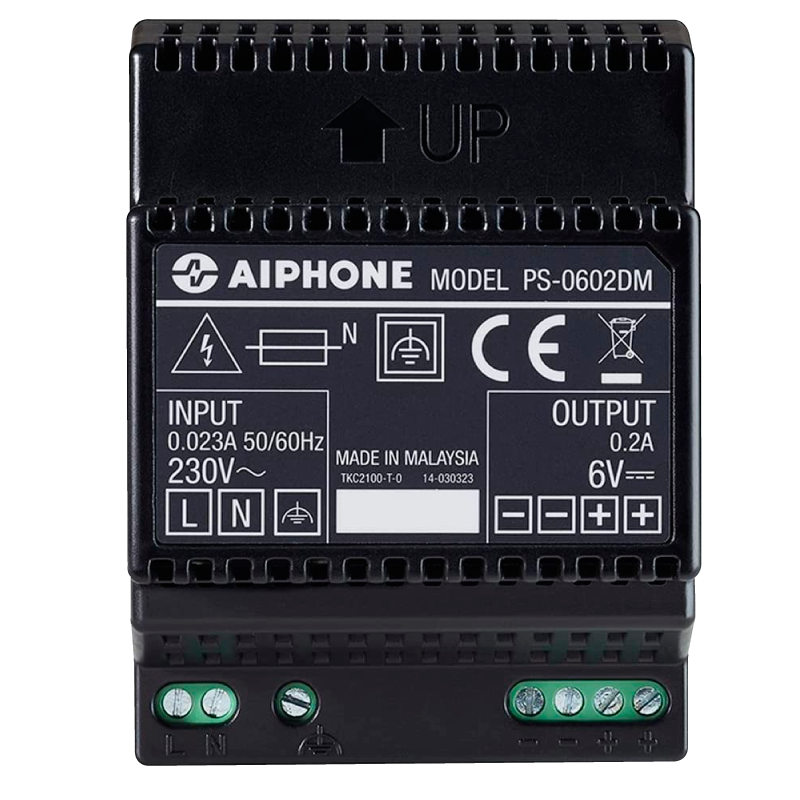 Fuente de Alimentación AIPHONE™ PS-0602DM de 6VDC 200mA - Carril DIN//AIPHONE™ PS-0602DM with 6VDC 200mA - DIN Rail PSU