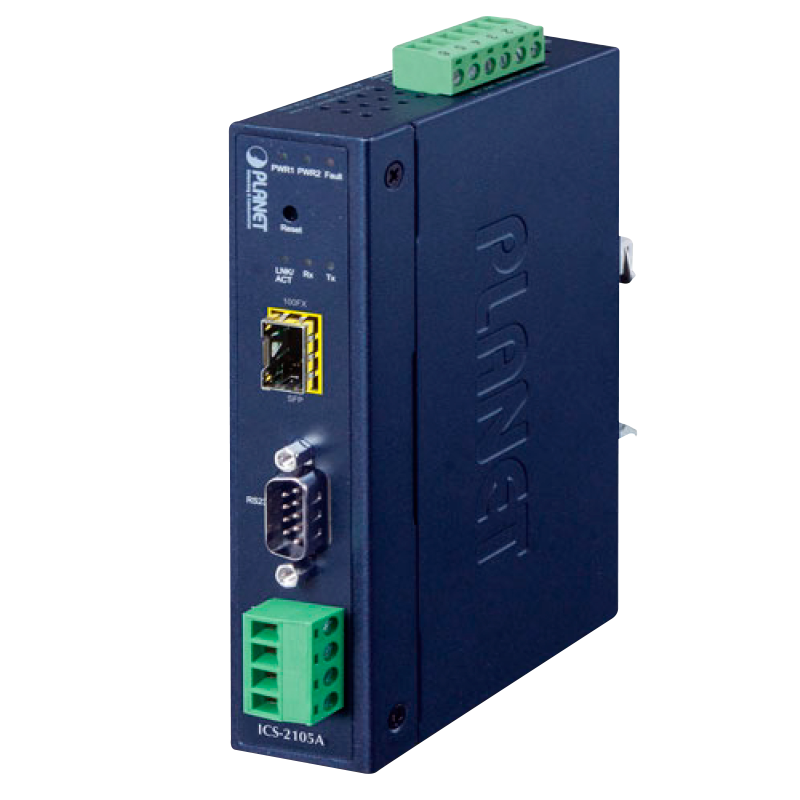 Conversor de Medios Industrial PLANET™ RS-232 / RS-422 / RS-485 sobre 100Base-FX - (2 km - 120 km)//PLANET™ Industrial RS-232/RS-422/RS-485 over 100Base-FX Media Converter - (2km - 120km)