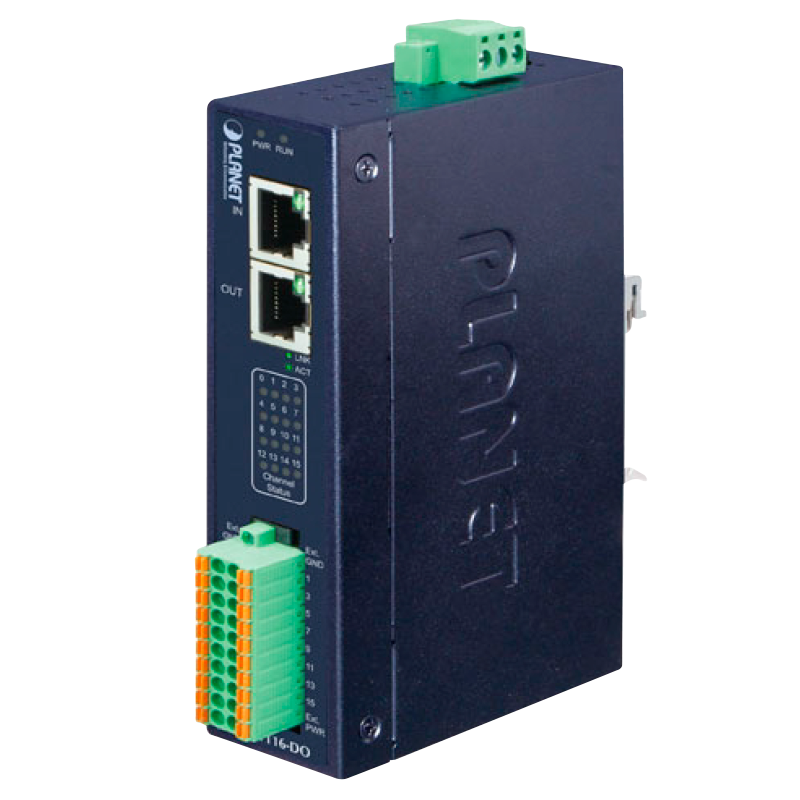 Módulo de E/S Esclavo EtherCAT Industrial PLANET™ con Salida Digital Aislada de 16 Canales (Carril DIN)//PLANET™ Industrial EtherCAT Slave I/O Module with Isolated 16-ch Digital Output - (Din Rail)