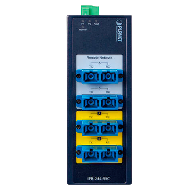 Switch Industrial para Bypass de Fibra PLANET™ de 2 Canales Mono-Modo (4 x Duplex SC)//PLANET™ Industrial 2-Channel Single Mode Optical Fiber Bypass Switch (4 x Duplex SC)
