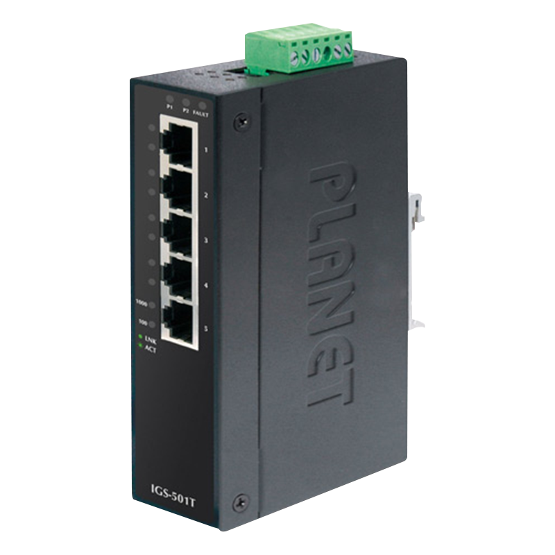Switch Gigabit Industrial PLANET™ de 5 Puertos - Carril DIN//PLANET™ 5-Port 10/100/1000T Industrial Gigabit Ethernet Switch - DIN Rail