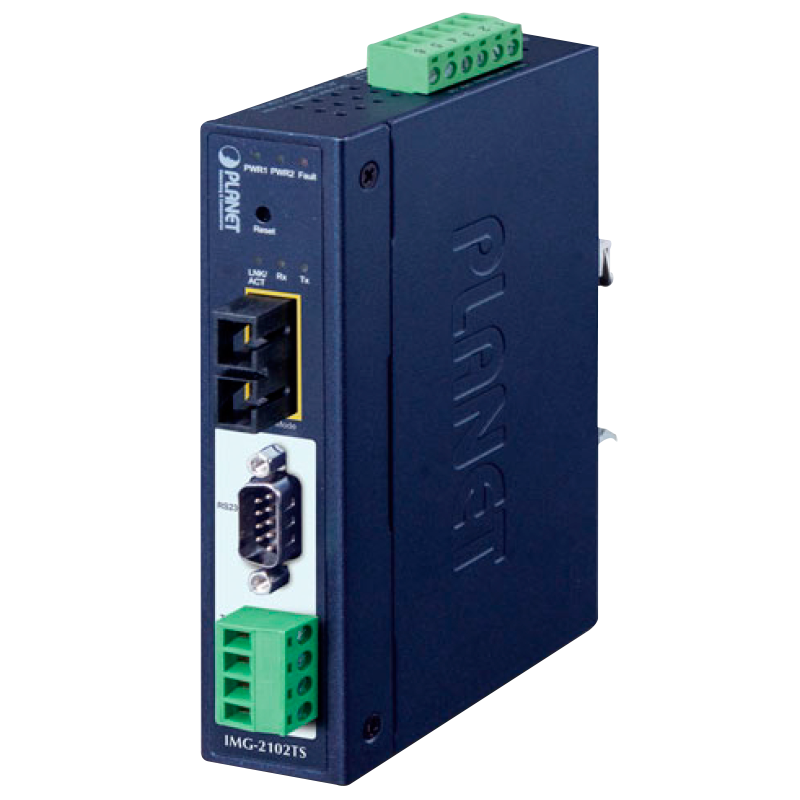 Gateway Modbus Industrial PLANET™ RS232/422/485 de 1 Puerto (1 x 100FX SC, SM / 30 km, -40 ~ 75º C)//PLANET™ Industrial 1-port RS232/422/485 Modbus Gateway (1 x 100FX SC, SM/30km, -40~75 degrees C)