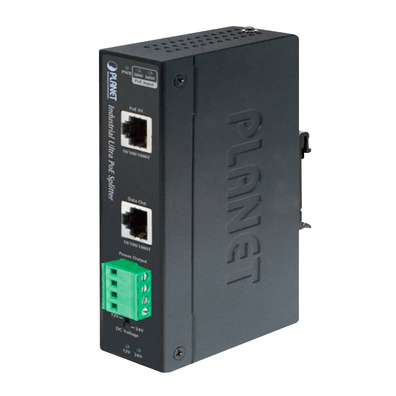 Splitter Gigabit Ultra PoE Industrial PLANET™ de 1 Puerto de Salida - Carril DIN//PLANET™ Industrial Single-Port 10/100/1000Mbps Ultra PoE Splitter - DIN Rail