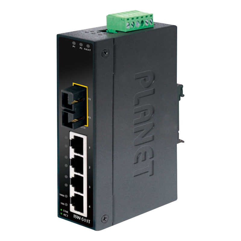 Switch Industrial PLANET™ de 4 Puertos (+2 SFP) - Carril DIN//PLANET™ 4-Port 10/100Base-TX + 1-Port 100Base-FX Industrial Fast Ethernet Switch - DIN Rail
