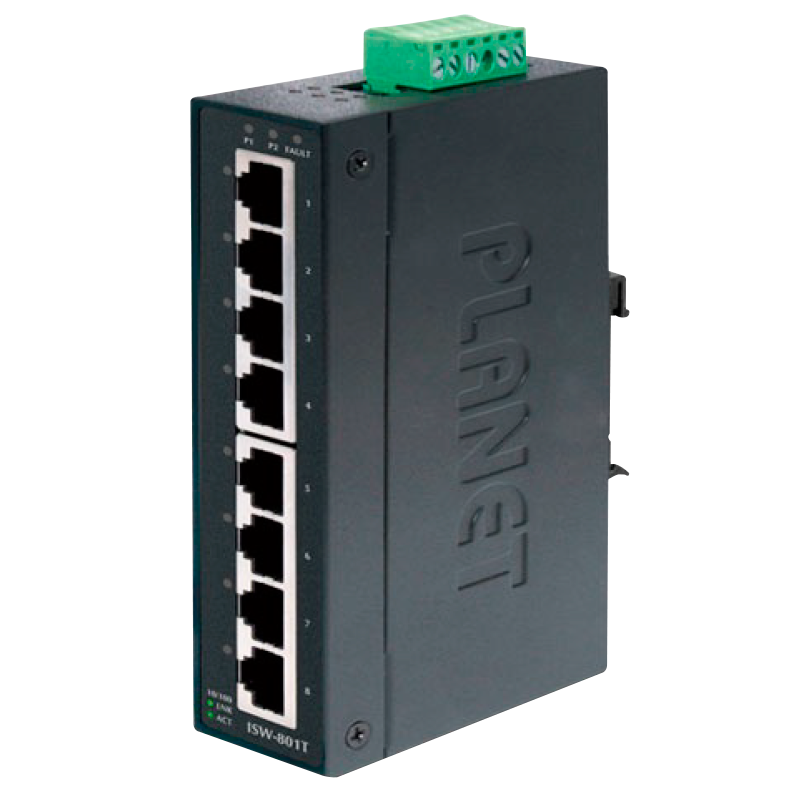Switch Fast Ethernet Industrial PLANET™ de 8 Puertos//PLANET™ 8-Port Industrial Fast Ethernet Switch