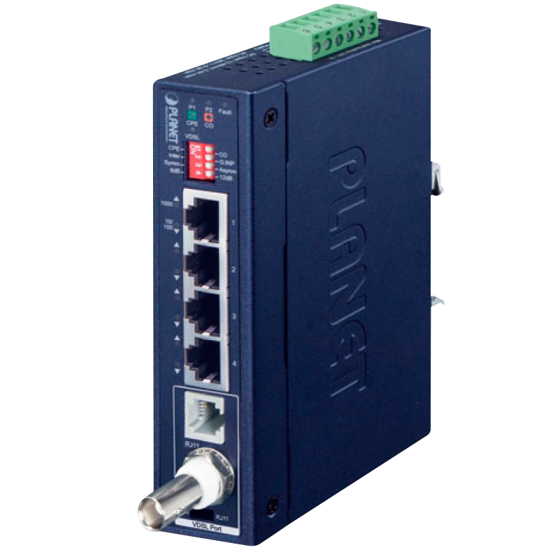 Extensor Industrial PLANET™ de 1 puerto BNC / RJ11 a 4 Puertos Gigabit Ethernet//PLANET™ Industrial 1-Port BNC/RJ11 to 4-Port Gigabit Ethernet Extender